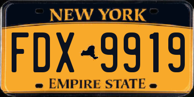 NY license plate FDX9919