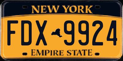 NY license plate FDX9924