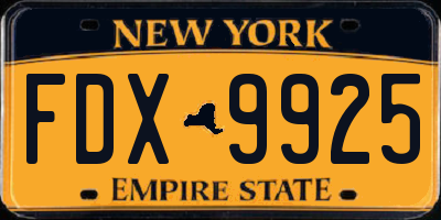 NY license plate FDX9925