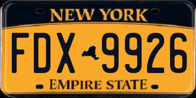 NY license plate FDX9926