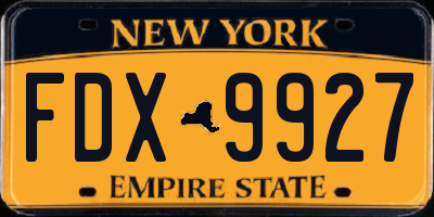 NY license plate FDX9927