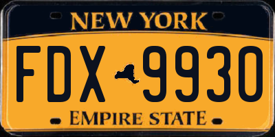 NY license plate FDX9930