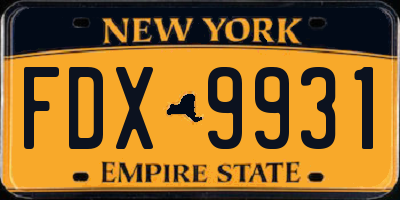 NY license plate FDX9931