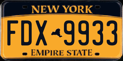 NY license plate FDX9933