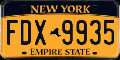 NY license plate FDX9935