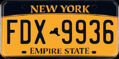 NY license plate FDX9936