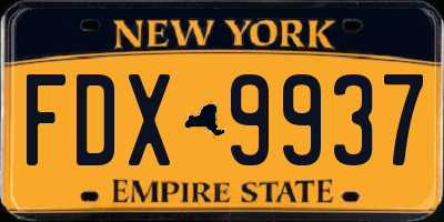 NY license plate FDX9937