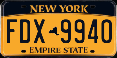 NY license plate FDX9940