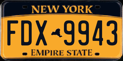 NY license plate FDX9943