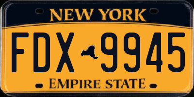 NY license plate FDX9945