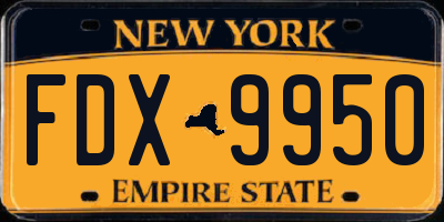 NY license plate FDX9950