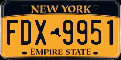 NY license plate FDX9951
