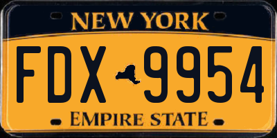 NY license plate FDX9954