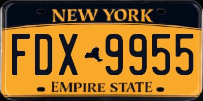 NY license plate FDX9955