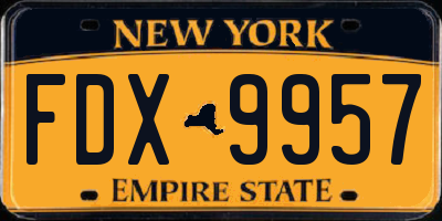 NY license plate FDX9957
