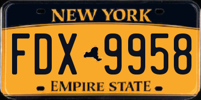 NY license plate FDX9958