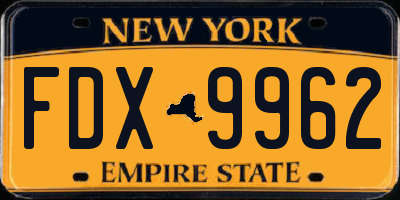 NY license plate FDX9962