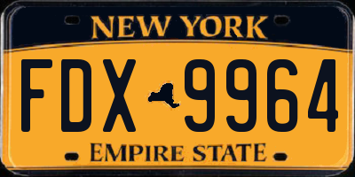 NY license plate FDX9964
