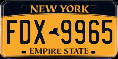 NY license plate FDX9965
