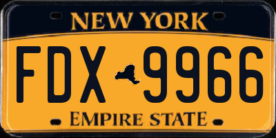 NY license plate FDX9966