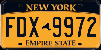 NY license plate FDX9972