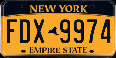 NY license plate FDX9974