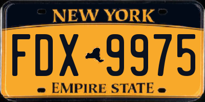 NY license plate FDX9975