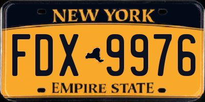 NY license plate FDX9976