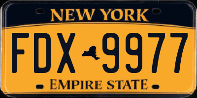 NY license plate FDX9977
