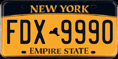 NY license plate FDX9990