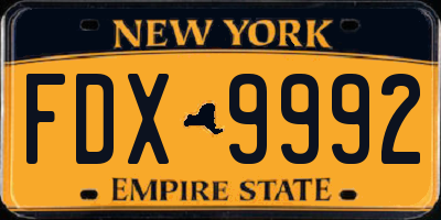 NY license plate FDX9992