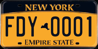 NY license plate FDY0001