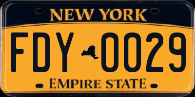 NY license plate FDY0029