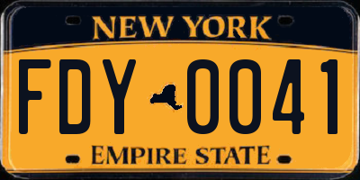 NY license plate FDY0041