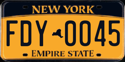 NY license plate FDY0045