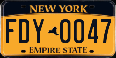 NY license plate FDY0047