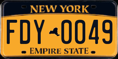 NY license plate FDY0049