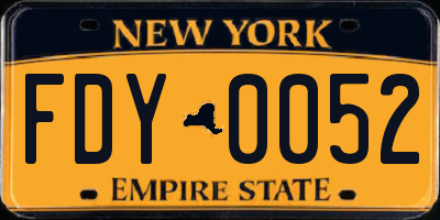 NY license plate FDY0052