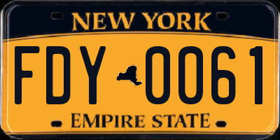 NY license plate FDY0061