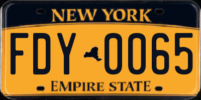 NY license plate FDY0065