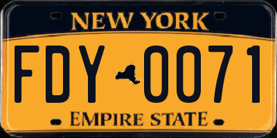 NY license plate FDY0071