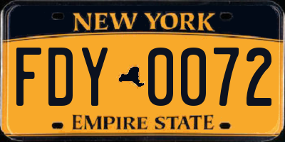 NY license plate FDY0072