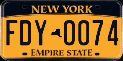 NY license plate FDY0074