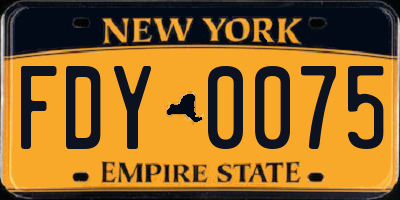 NY license plate FDY0075