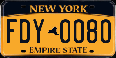 NY license plate FDY0080