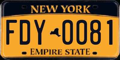 NY license plate FDY0081