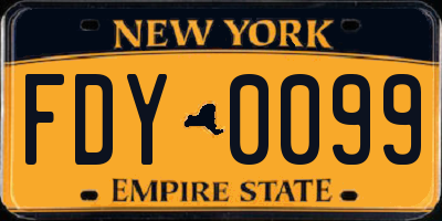 NY license plate FDY0099