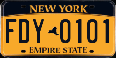 NY license plate FDY0101