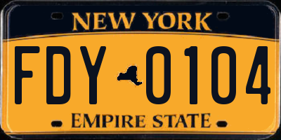 NY license plate FDY0104