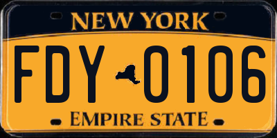 NY license plate FDY0106